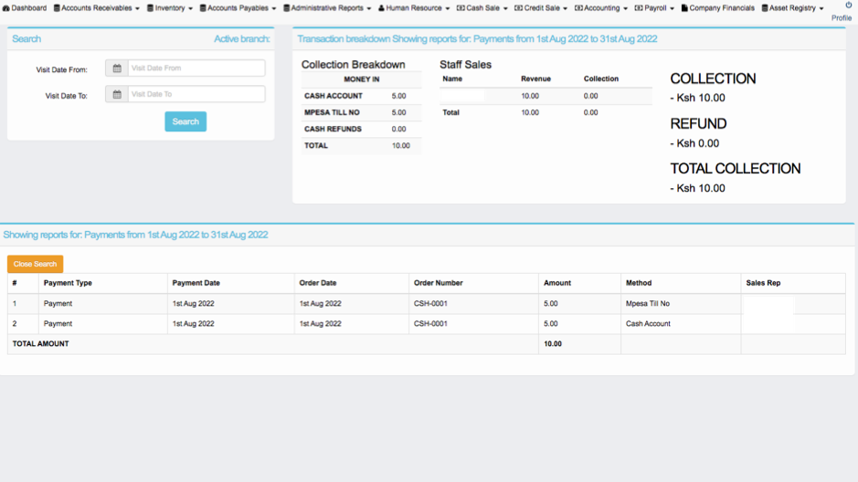 Collections, refunds and payment reporting